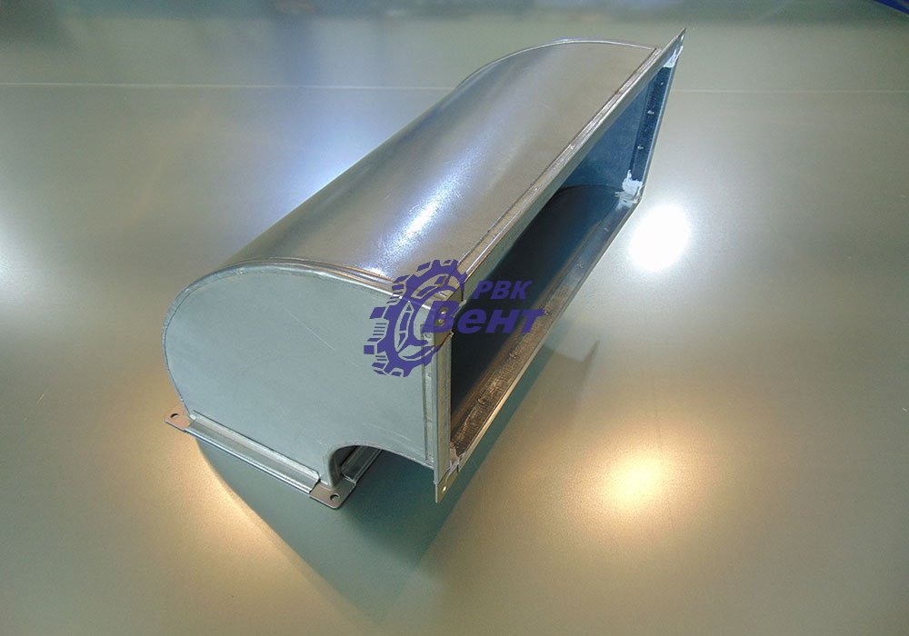 Отвод прямоугольного вентиляционного воздуховода с плавной шейкой